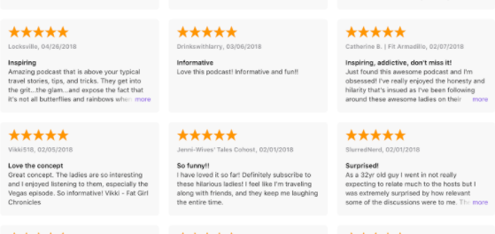 Podcast ratings and reviews
