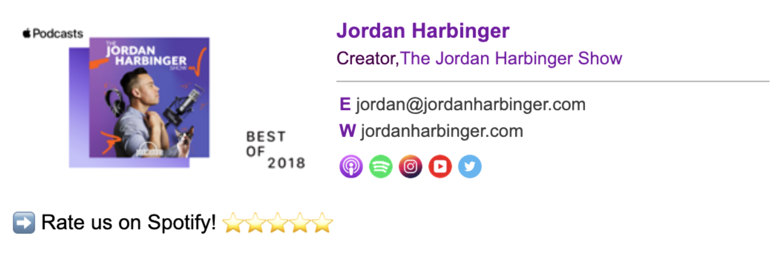 Jordan Harbinger podcast email signature