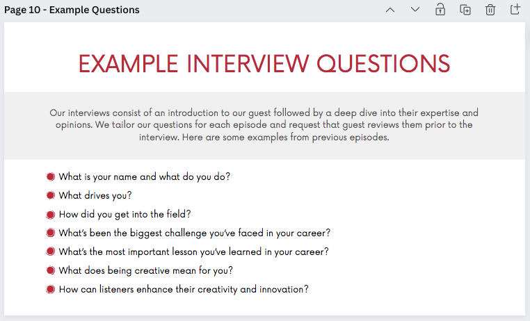 Example podcast interview questions