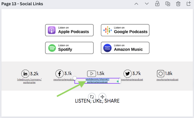 Podcast social links in media kit