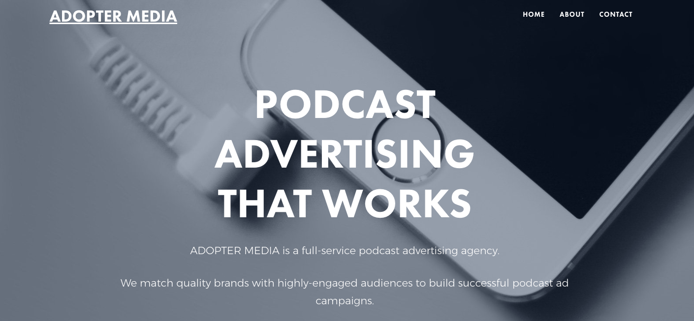 ADOPTER Media podcast advertising agency website