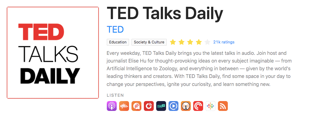 TED Talks Daily podcast page on Rephonic