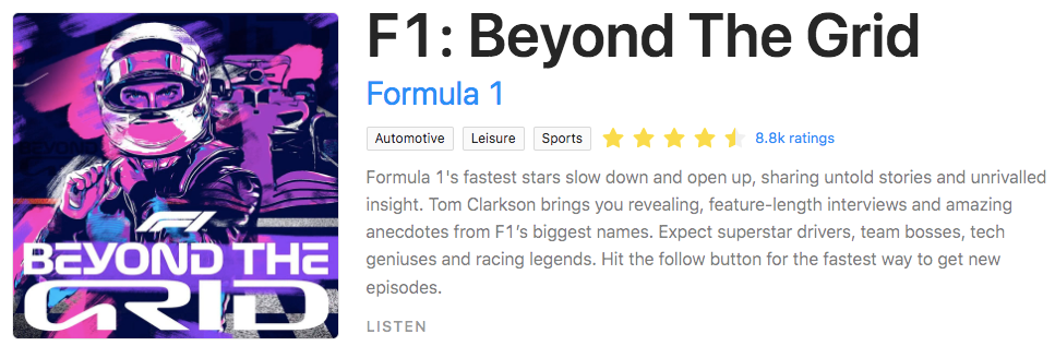 F1 Beyond the Grid podcast on Rephonic