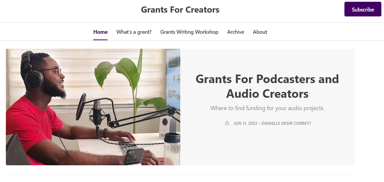 Grants For Creators newsletter