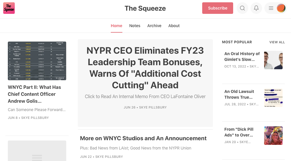 The Squeeze newsletter