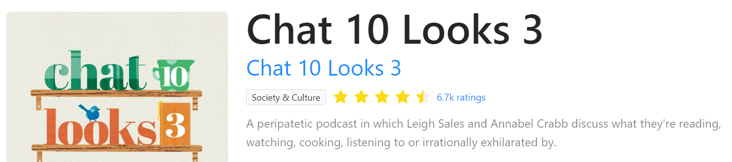 Chat 10 Looks 3 podcast on Rephonic
