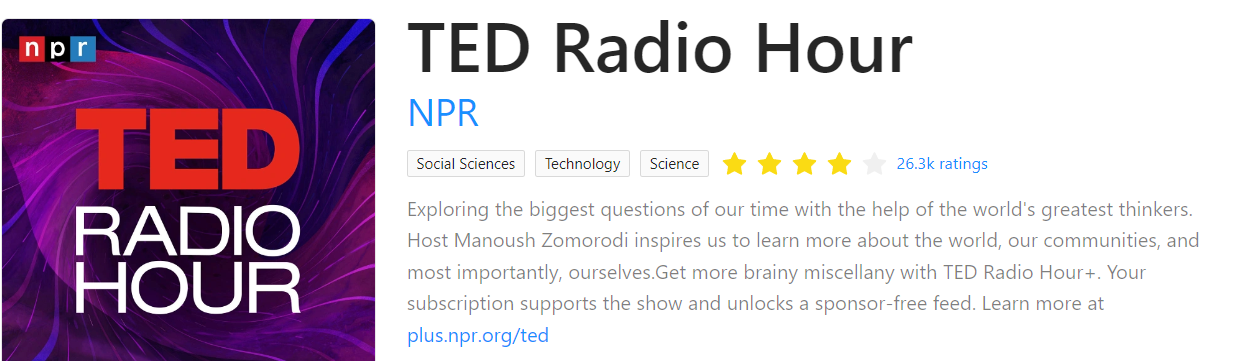 TED Radio Hour podcast on Rephonic