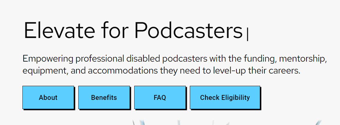 Elevate for Podcasters grant