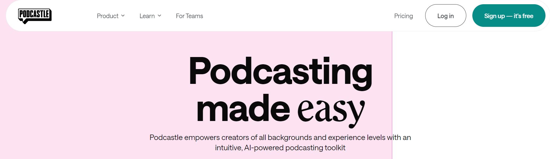Podcastle podcast editing software homepage