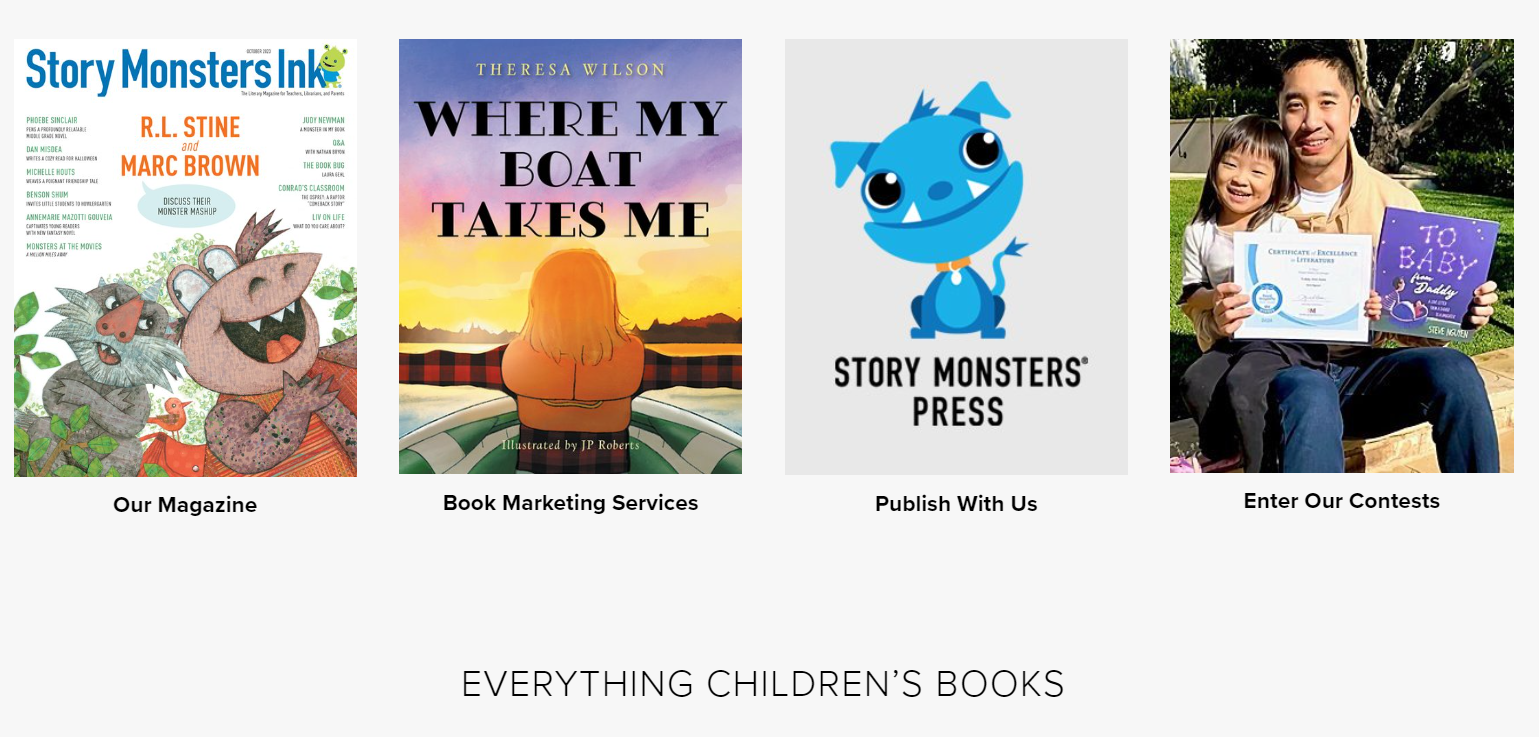 Story Monsters book marketing company website