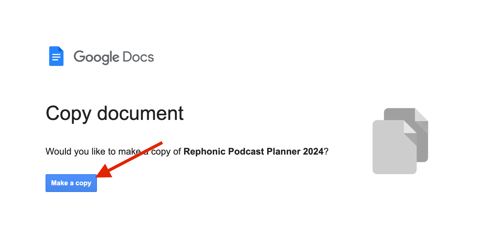 Make a copy of the podcast planner