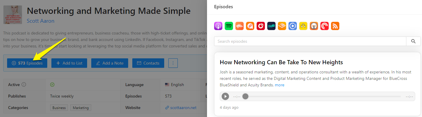 Podcast episodes on Rephonic