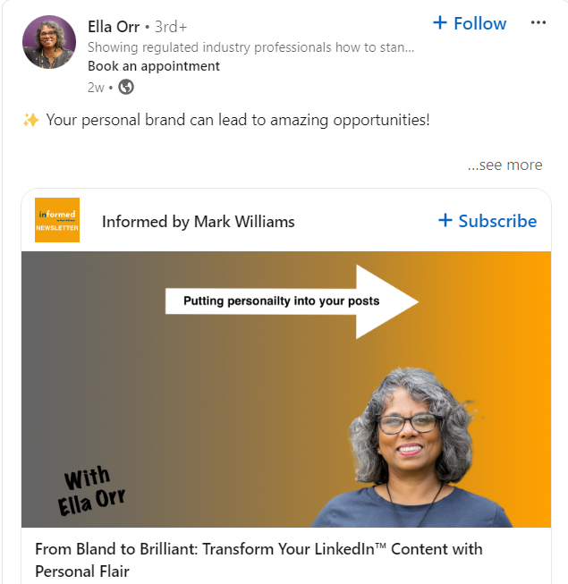 Ella Orr LinkedIn post