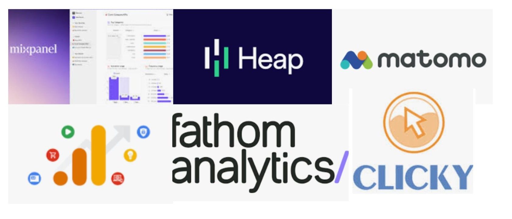 Web analytics tools logos
