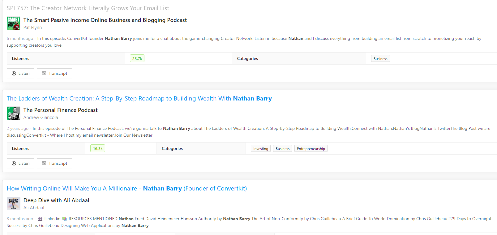 Podcast episodes on Rephonic