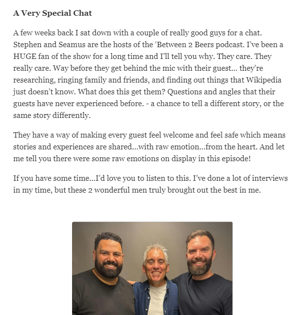 Podcast interview promotion in newsletter