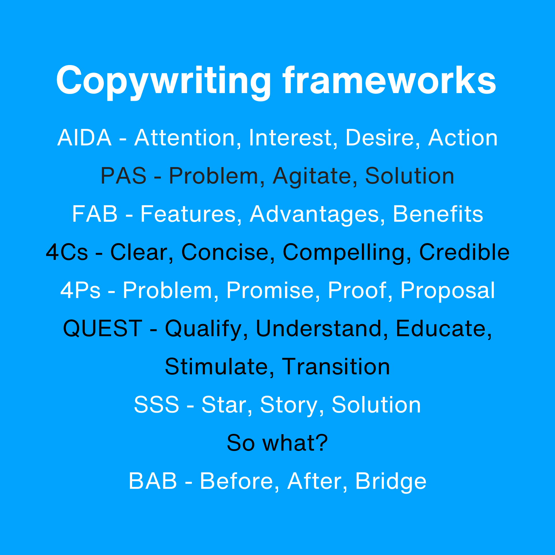 Copywriting frameworks for social media