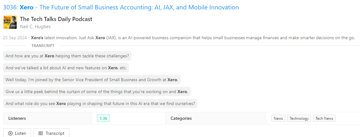 Xero podcast interviews