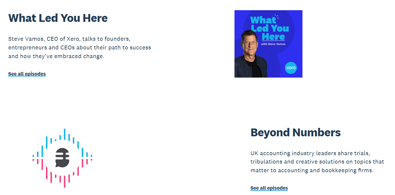 Xero's podcast content