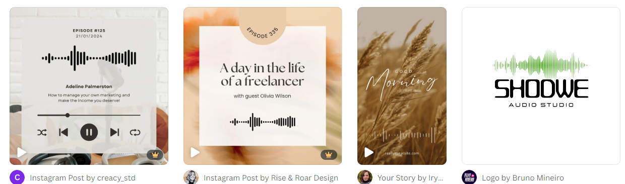 Podcast audiowave forms from Canva