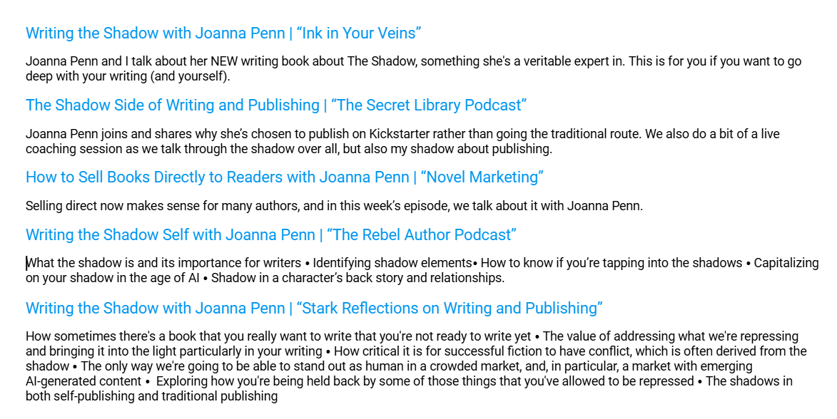 Joanna Penn podcast appearances