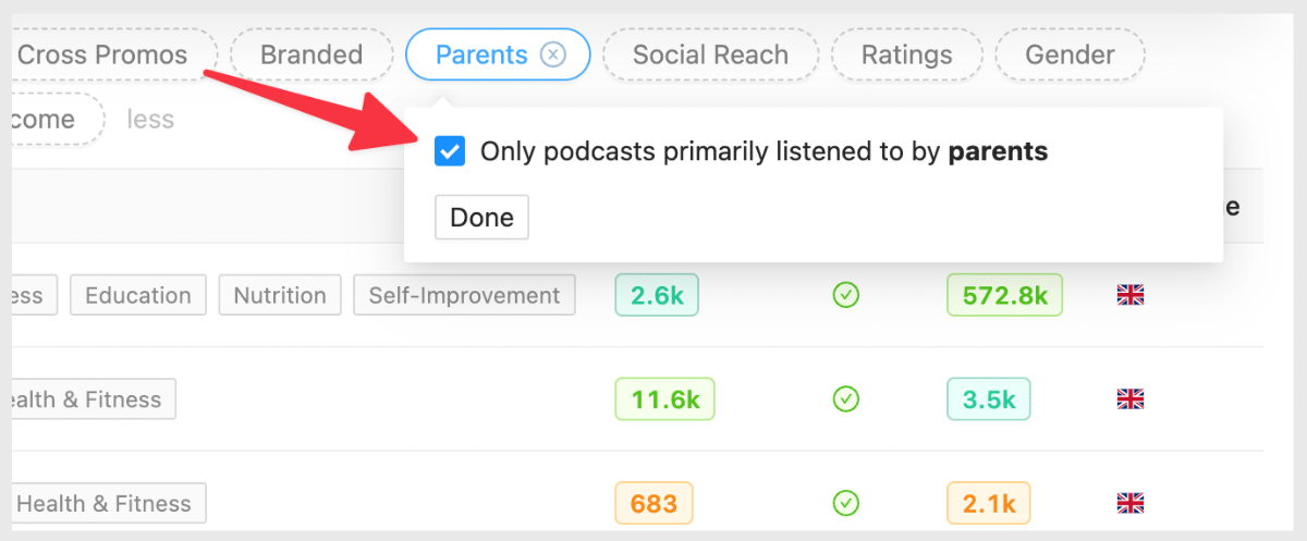 Podcast audience parental status
