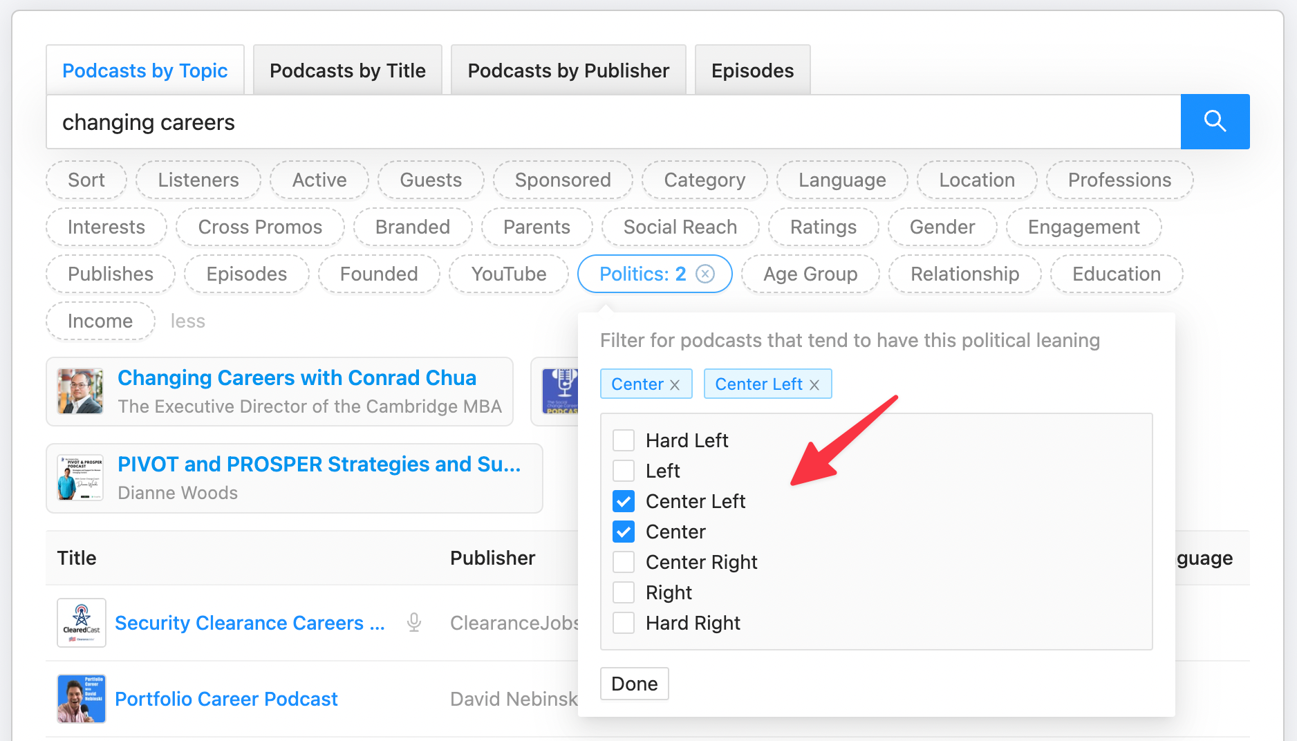Podcast political leaning