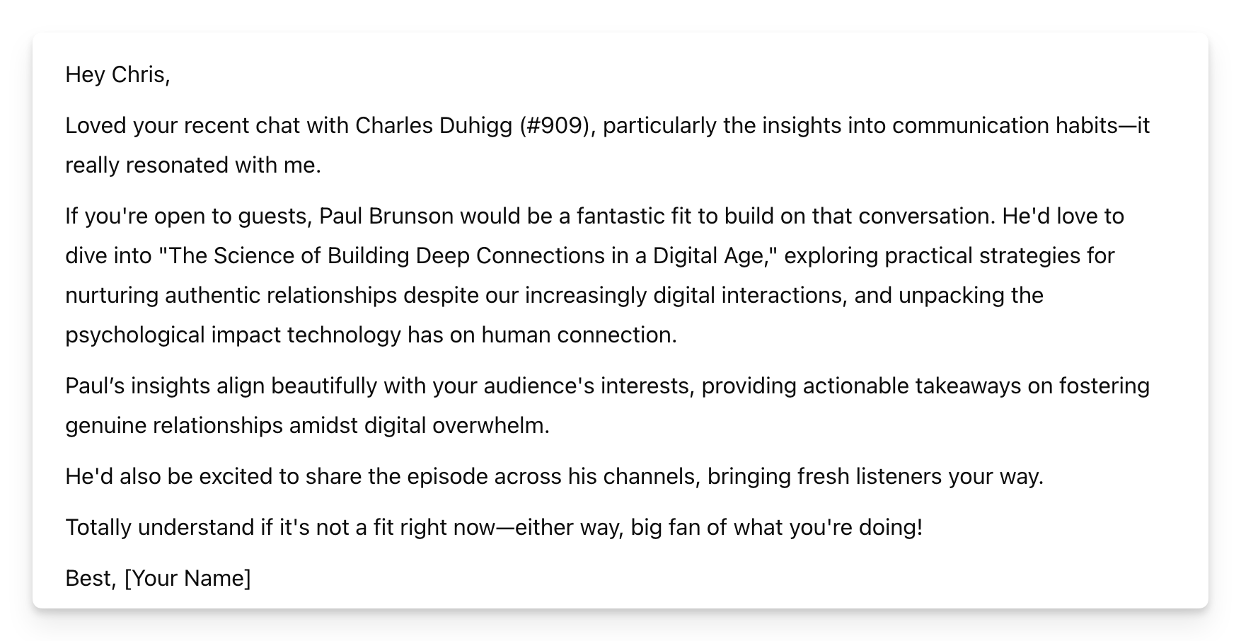 ChatGPT podcast guest pitch