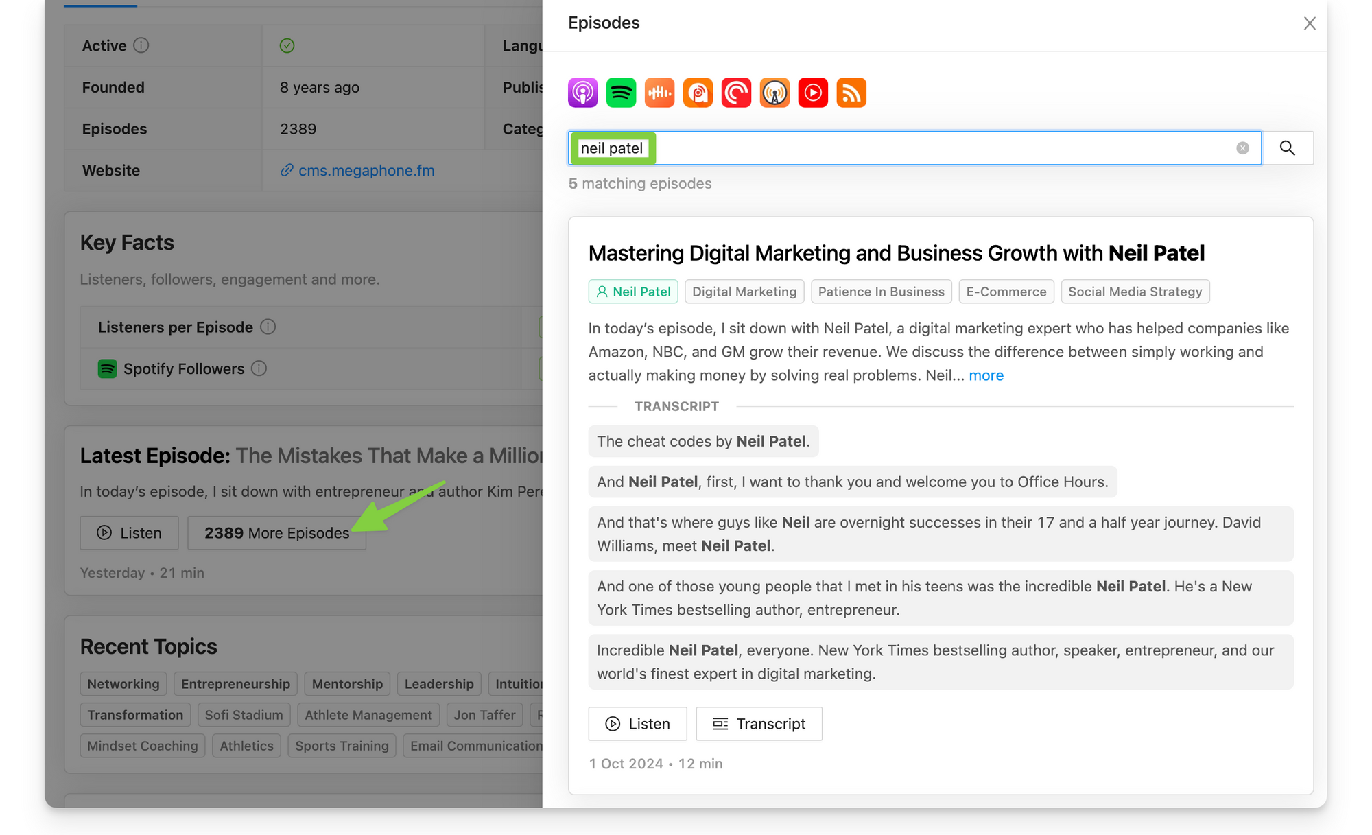 Explore competitor podcast interview on Rephonic