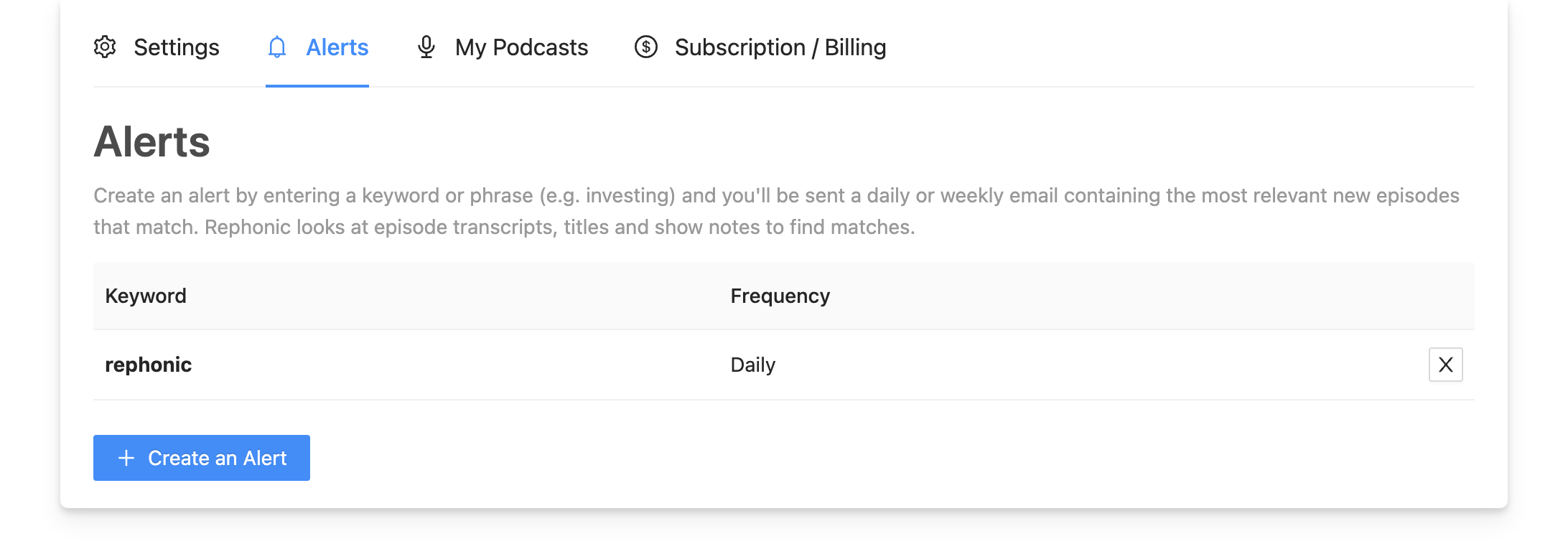 Podcast keyword alerts