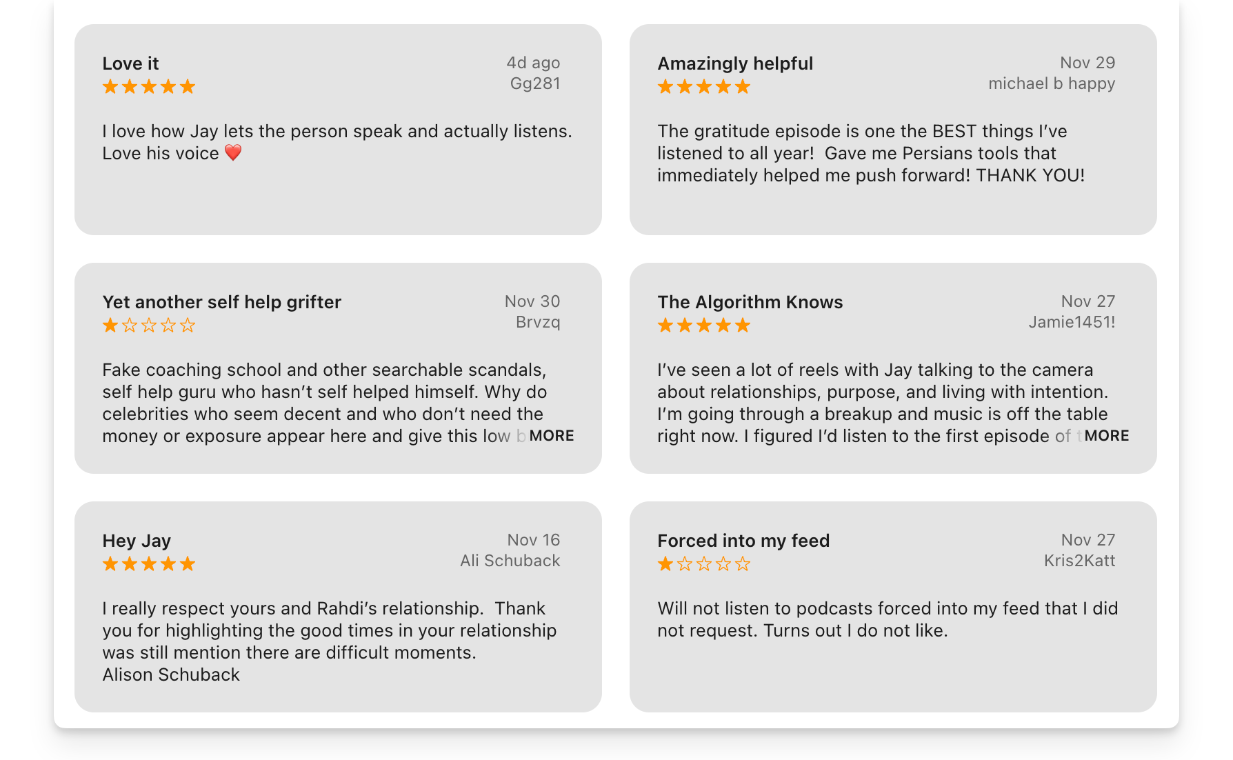 Apple podcast reviews