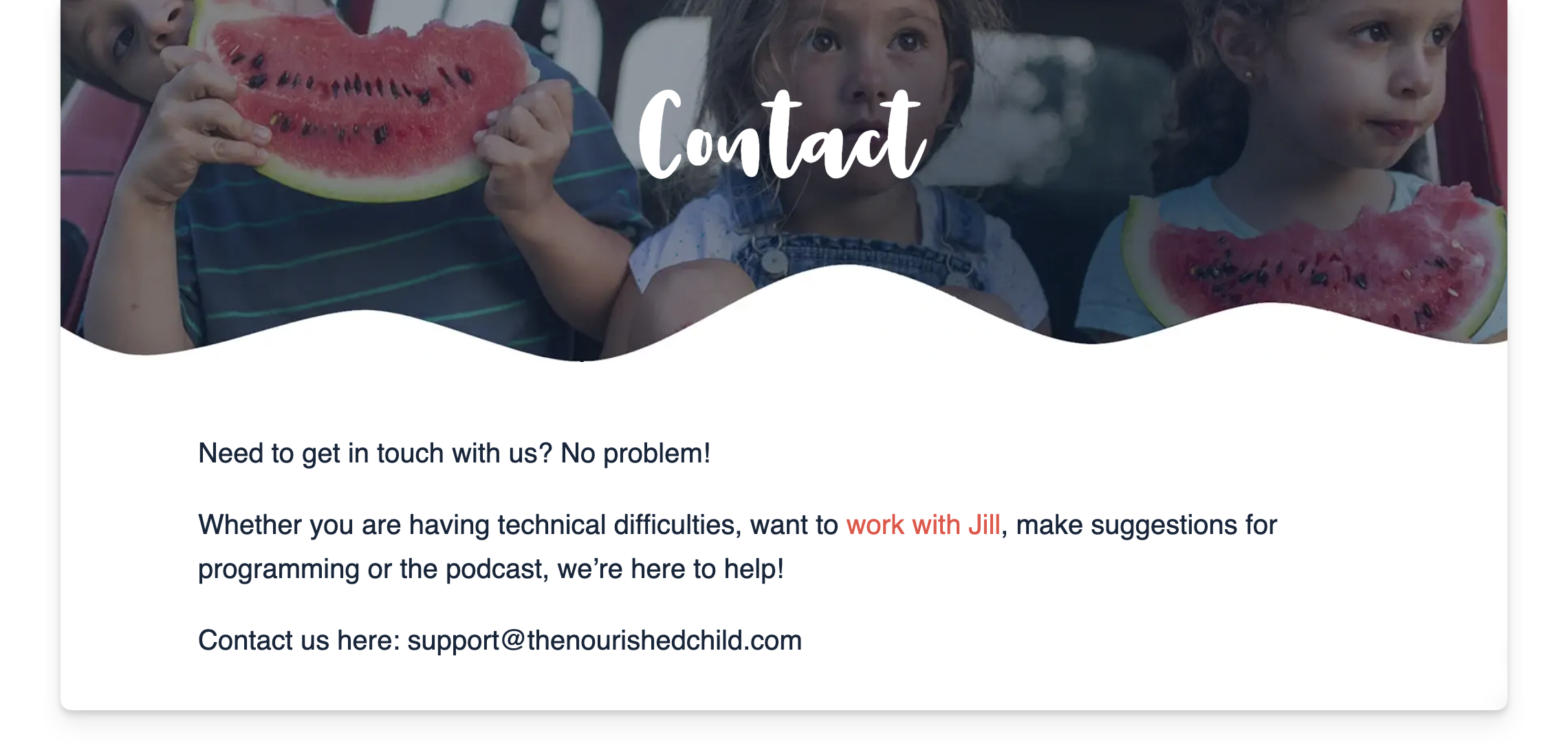 Nourished Child podcast contact info