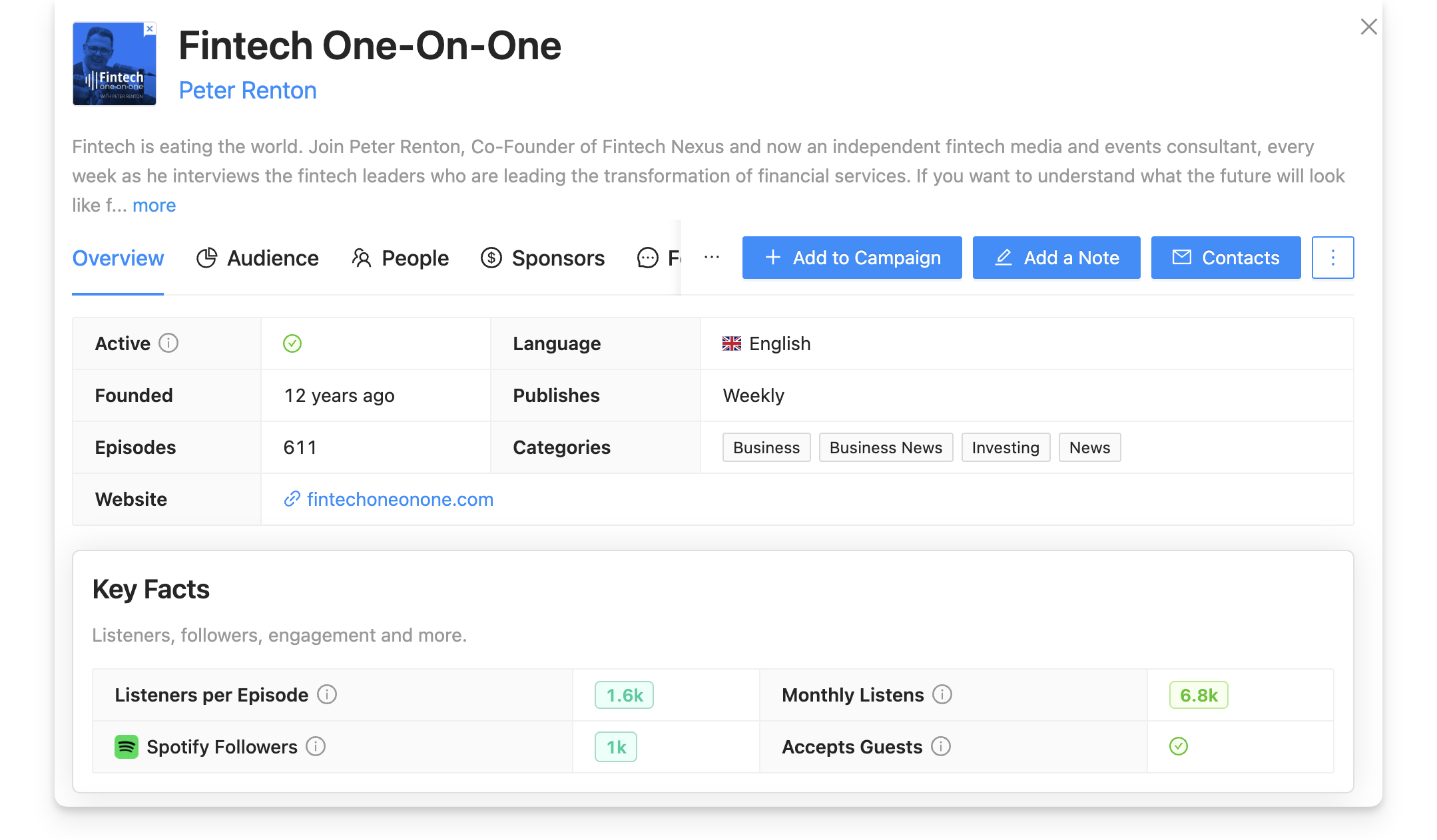 See estimated podcast listener numbers