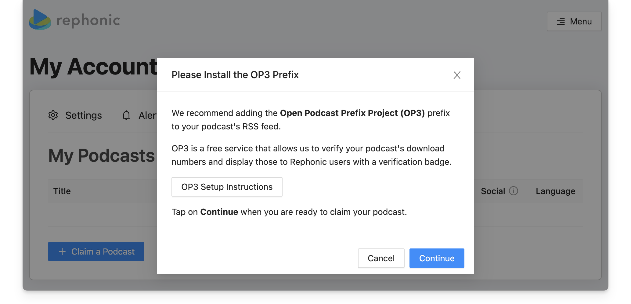 OP3 Prefix to verify podcast listener numbers on Rephonic