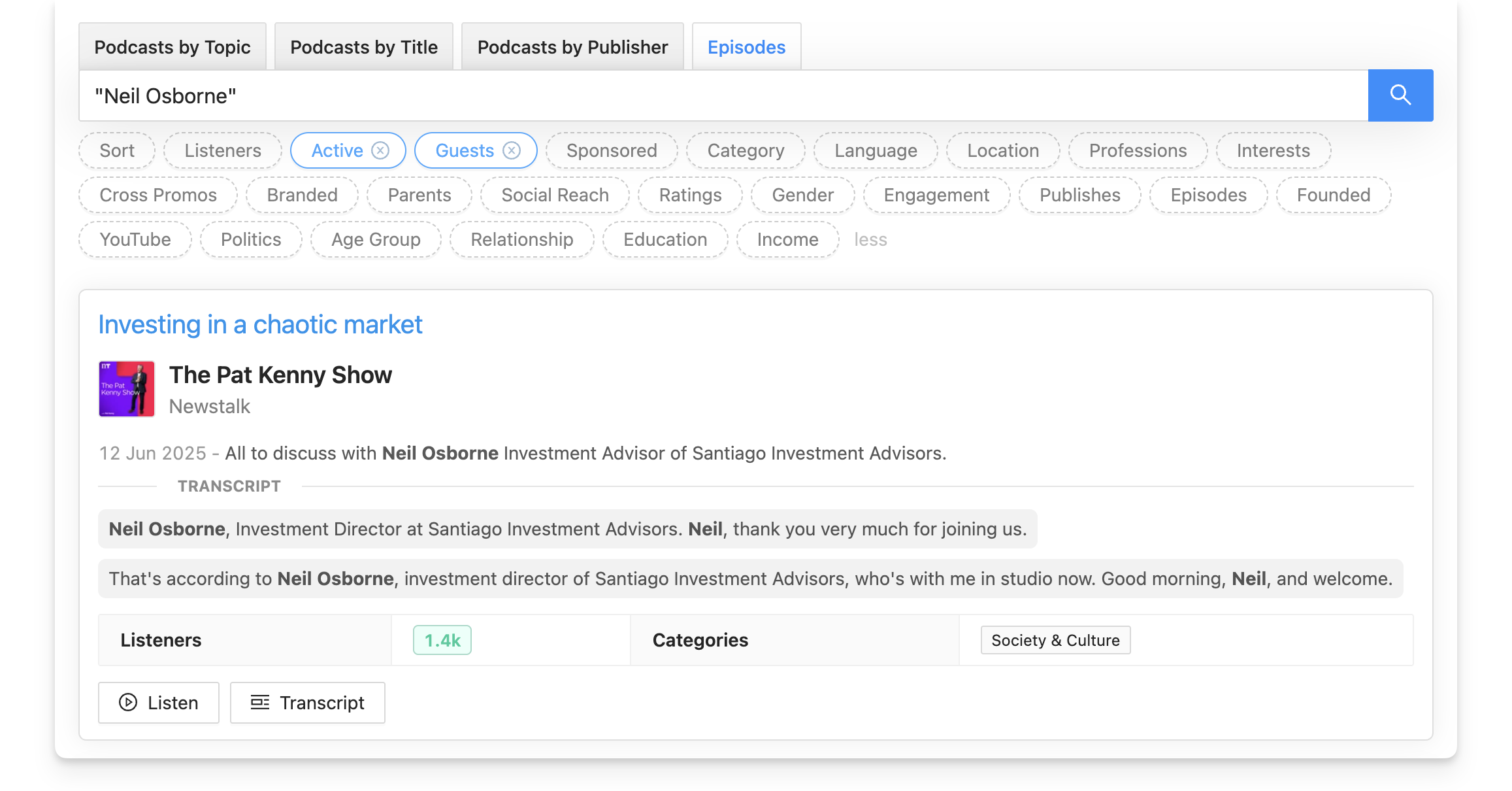 Competitor podcast appearances