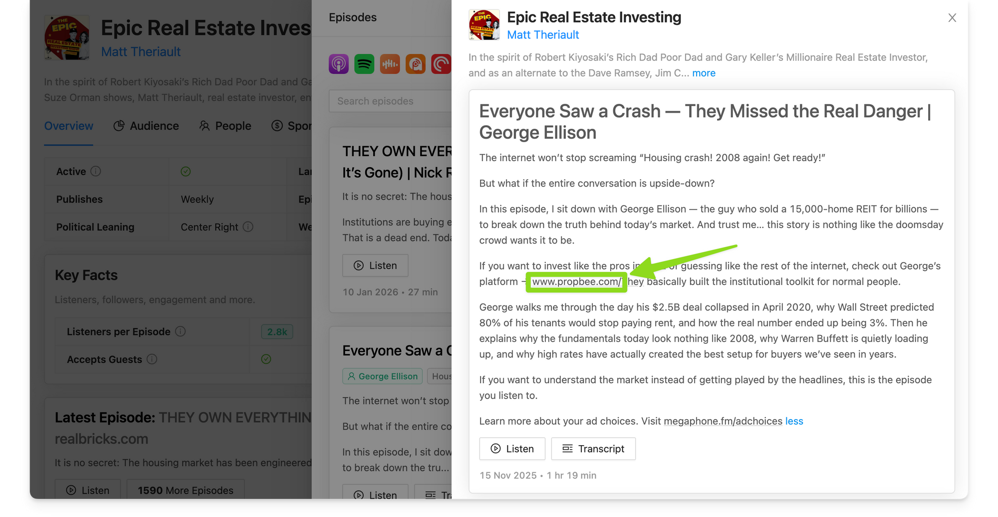 Podcast backlinks in show notes