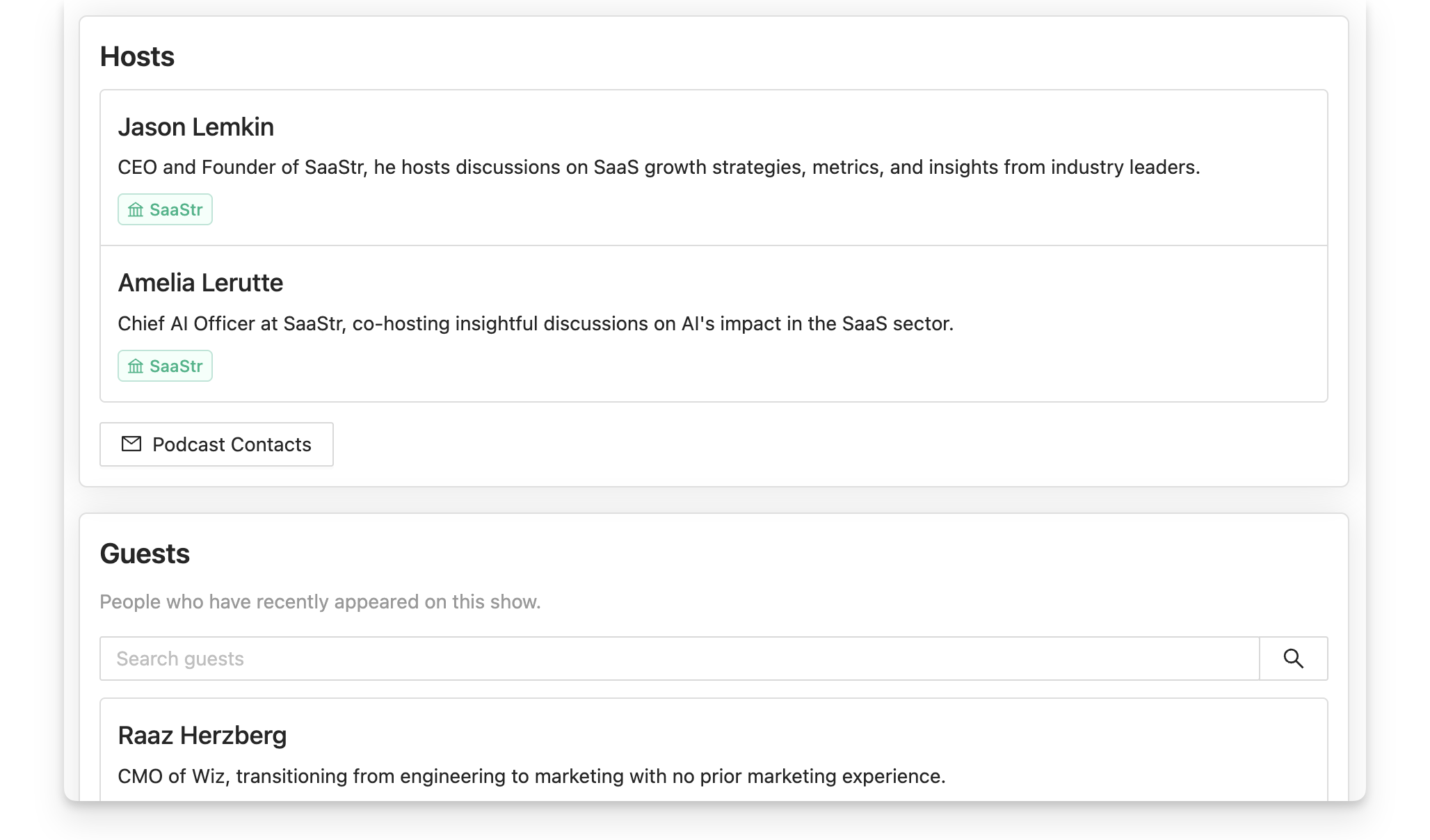 Hosts and guests on podcasts