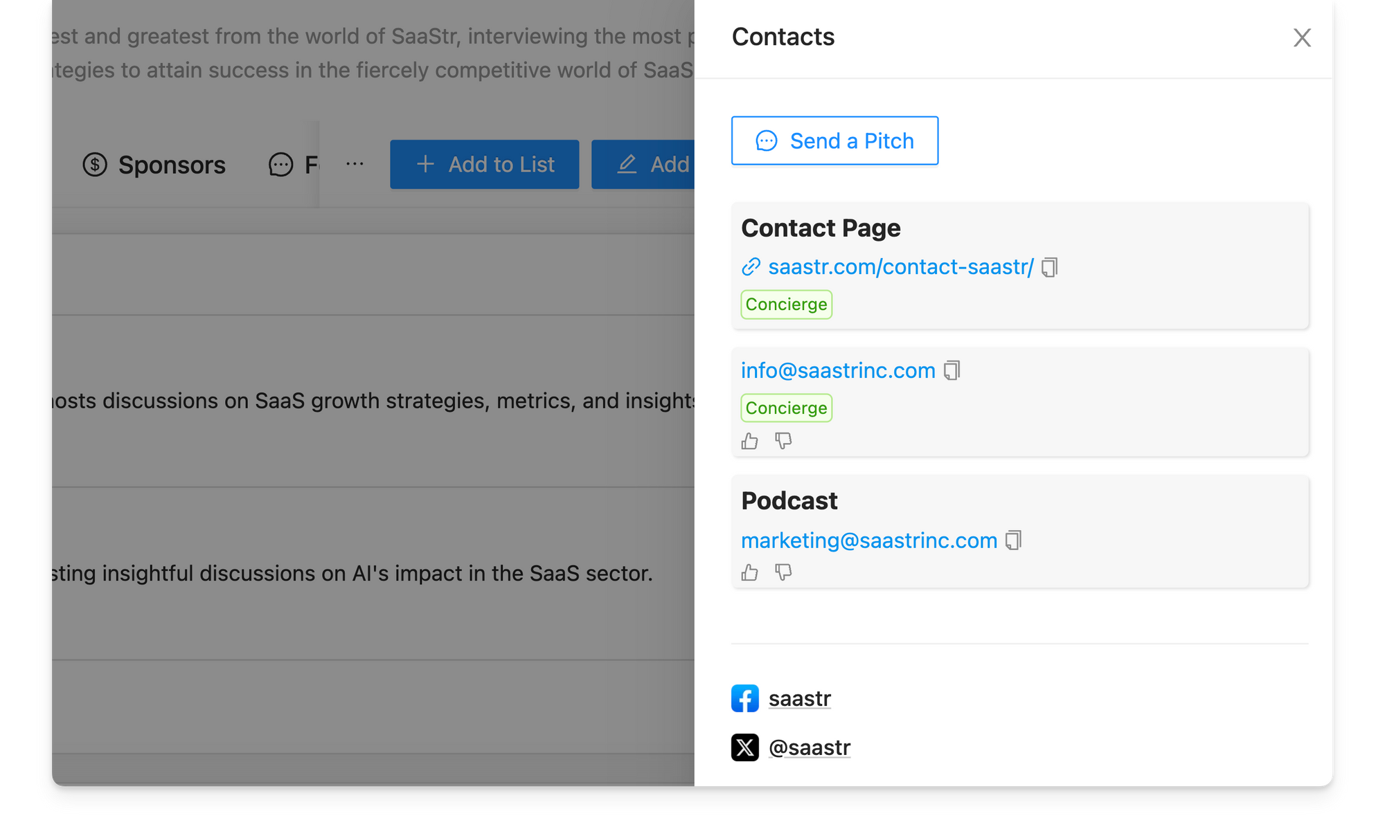 Podcast contact info