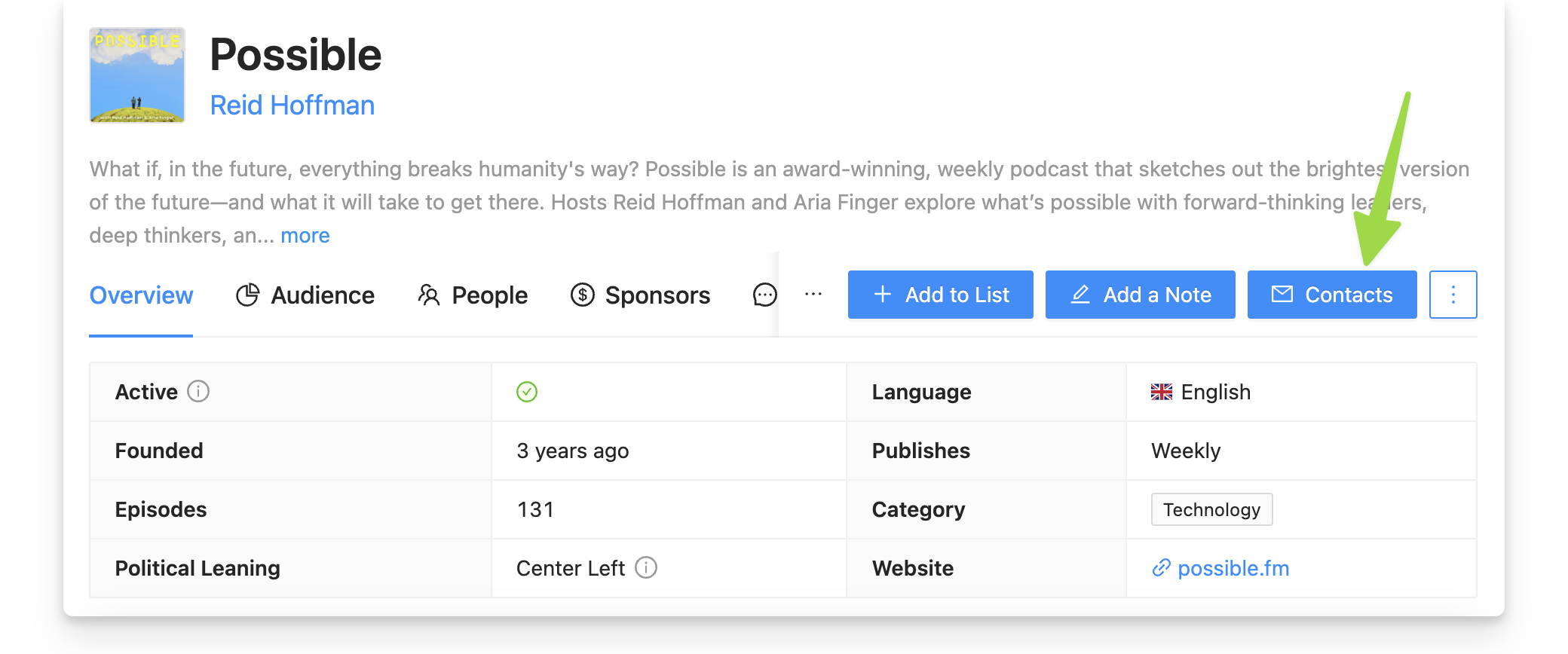 Possible podcast contacts