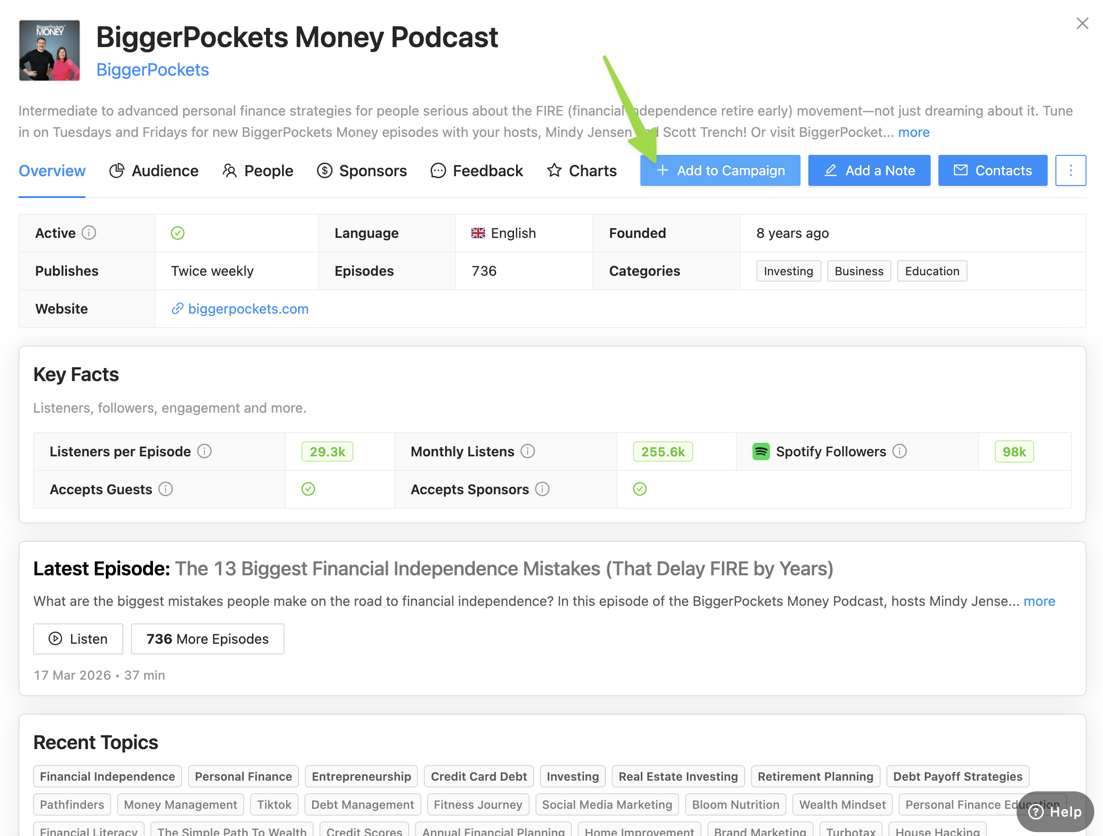 Add podcast to campaign