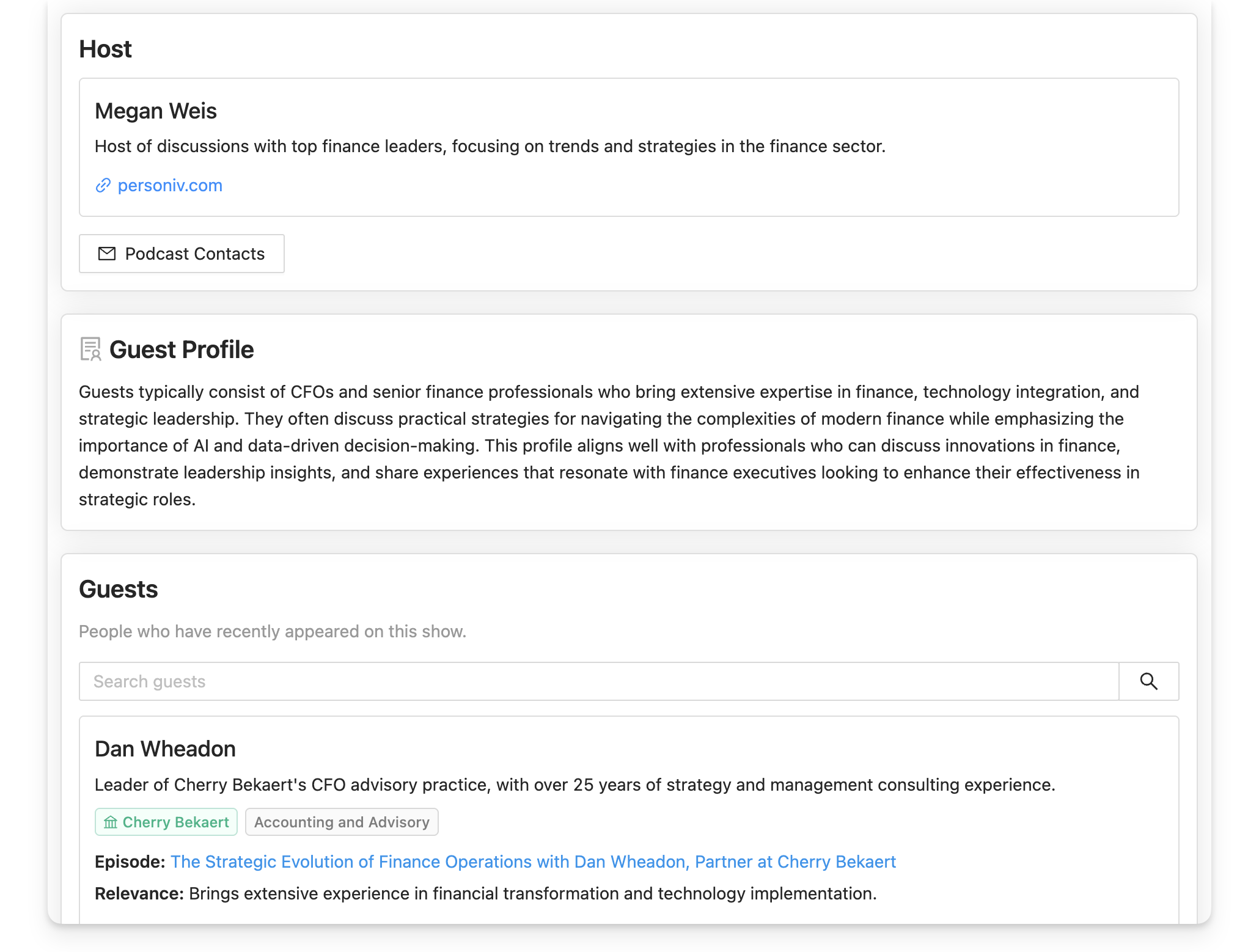 Previous podcast guests on Rephonic