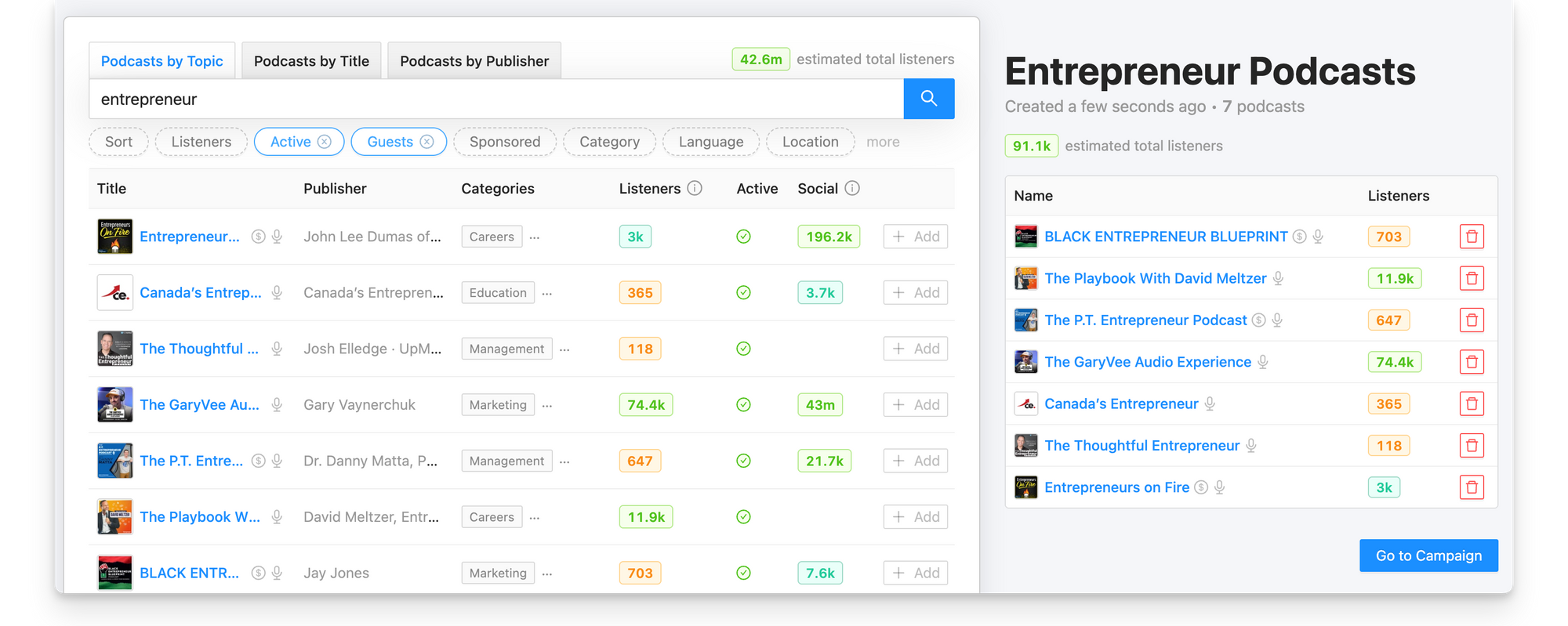 Create a podcast campaign