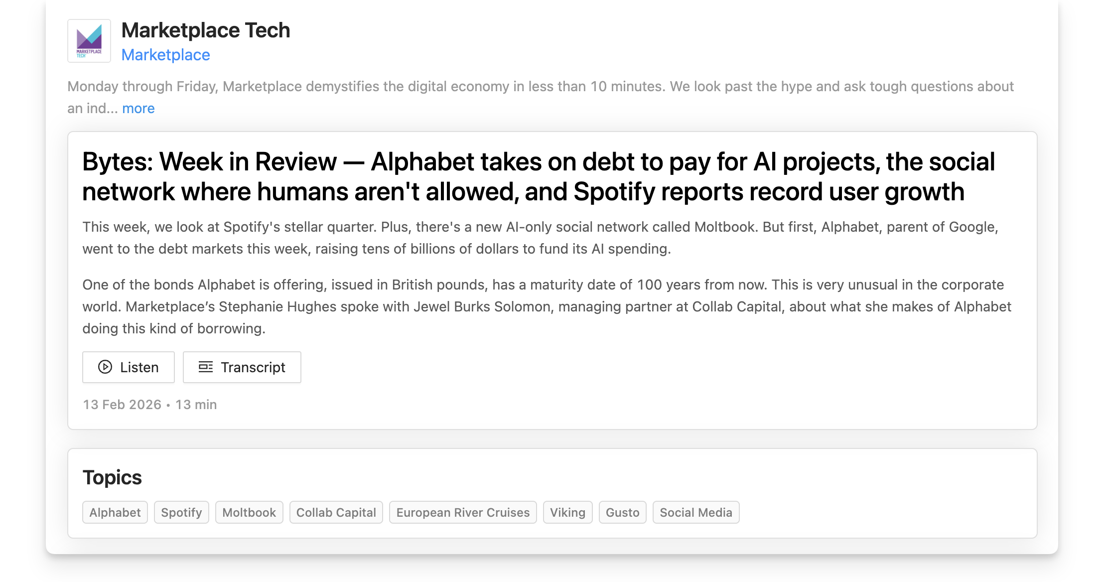 Podcast episode transcript search