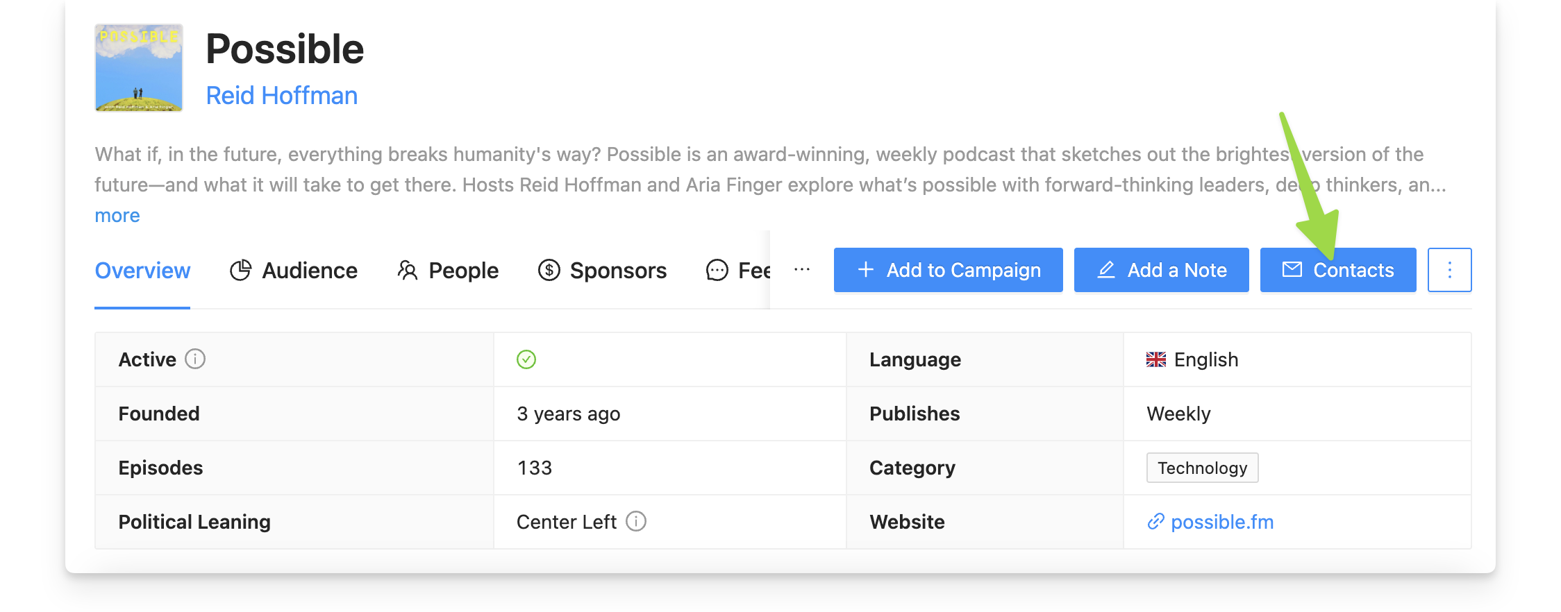 Possible podcast contacts