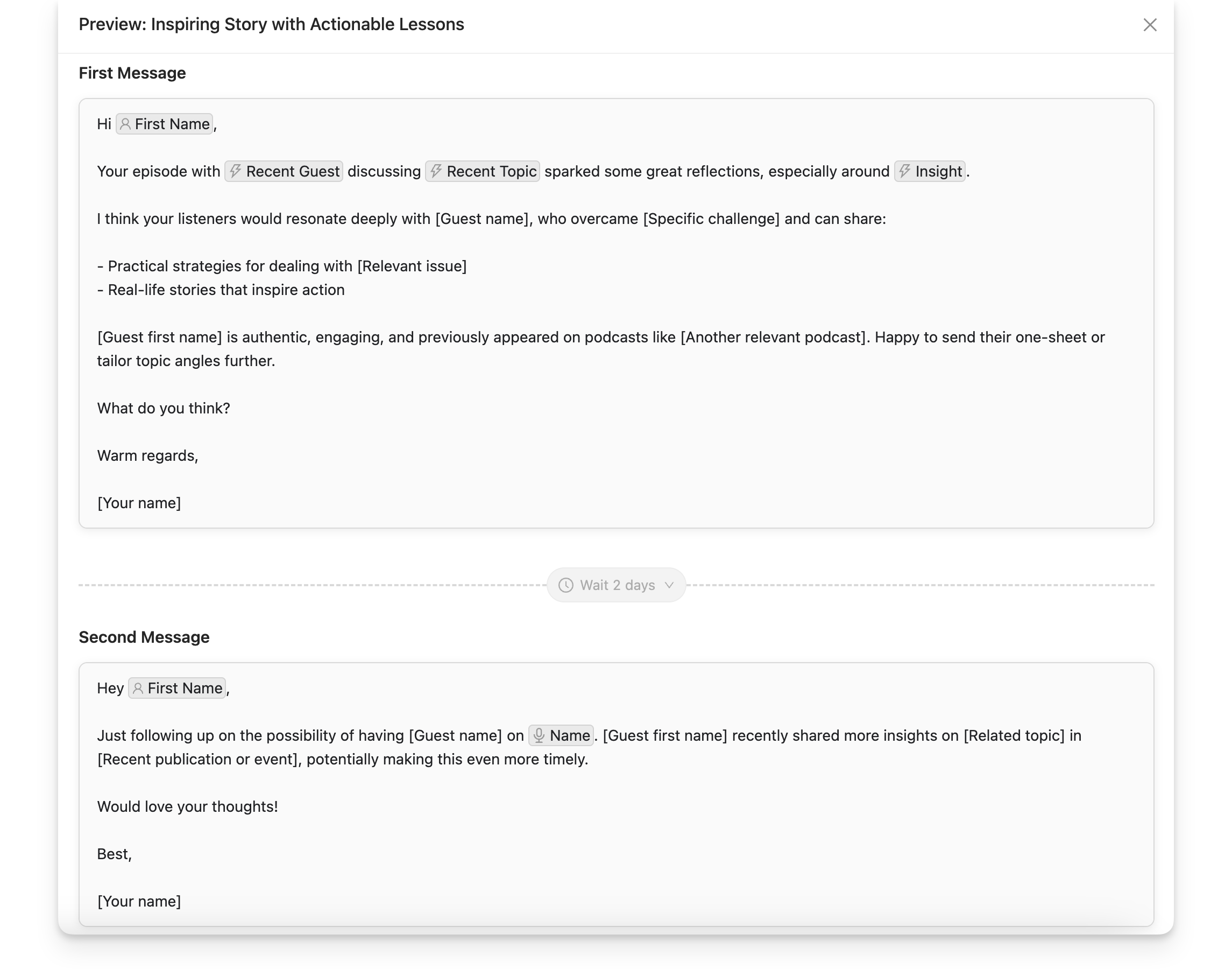 Rephonic podcast pitch template