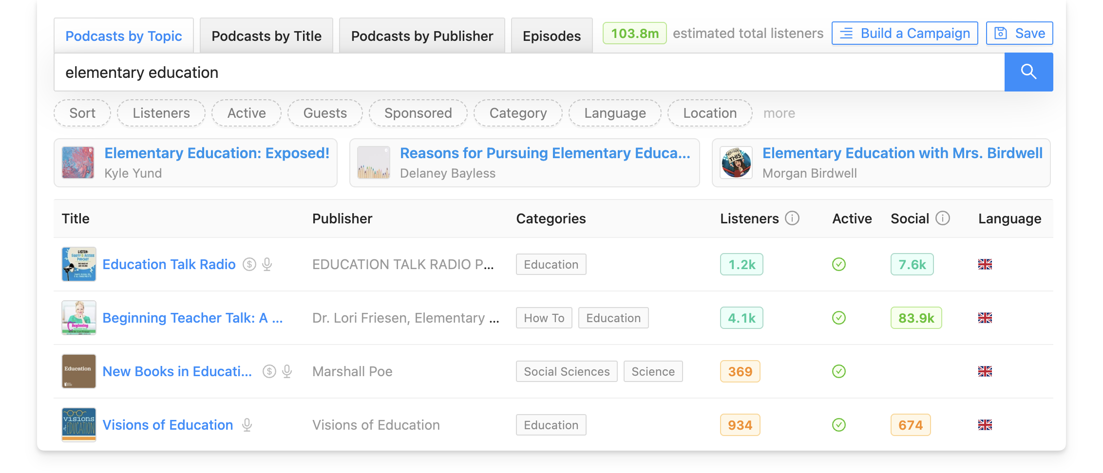 Rephonic search tool
