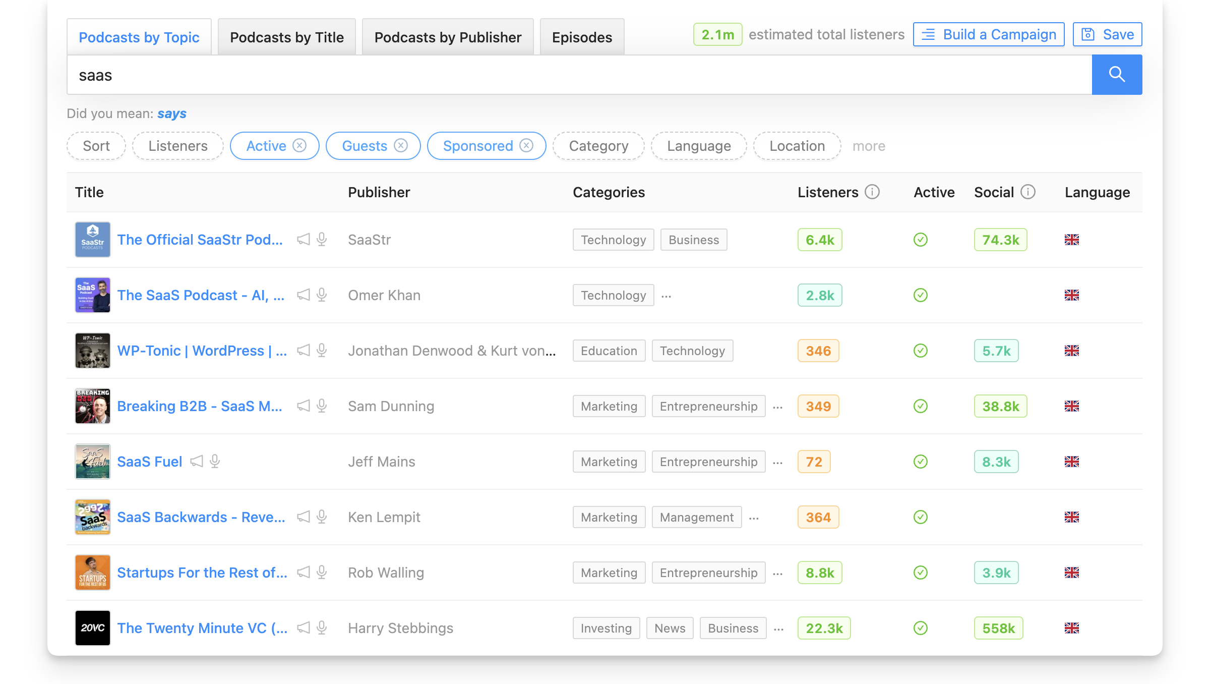Rephonic podcast intelligence engine