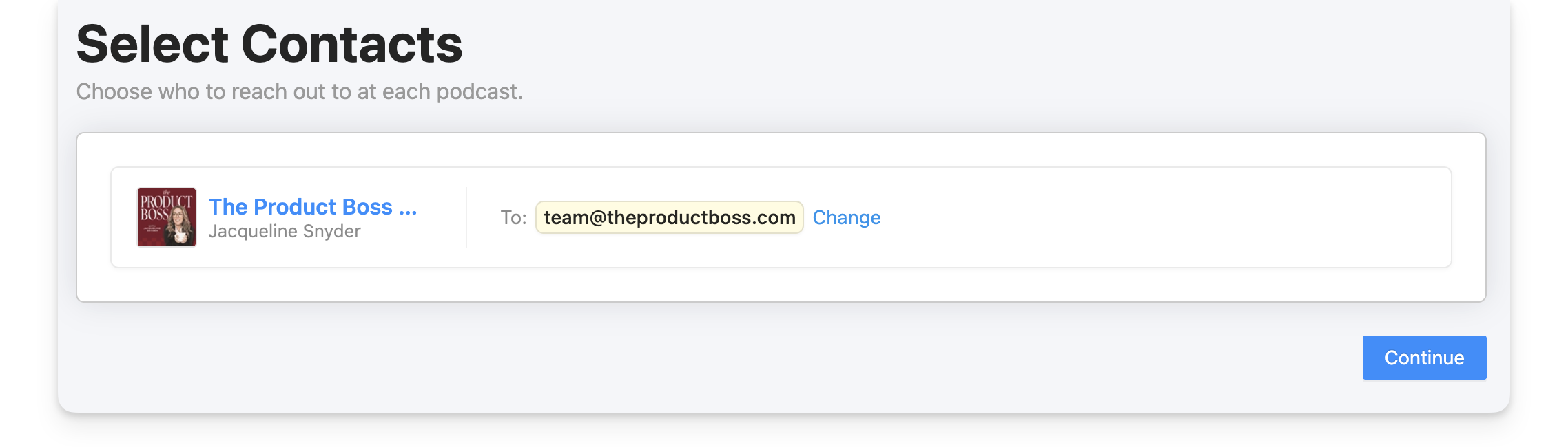 Select podcast contact