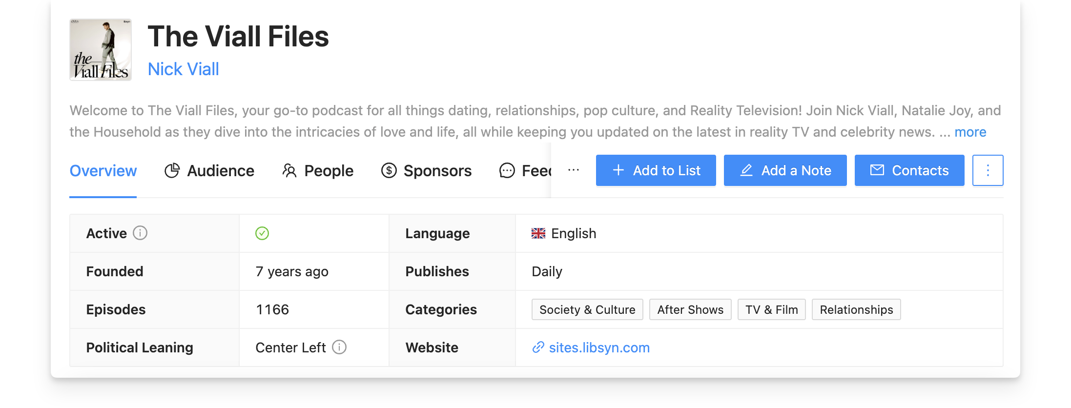 Viall Files podcast data