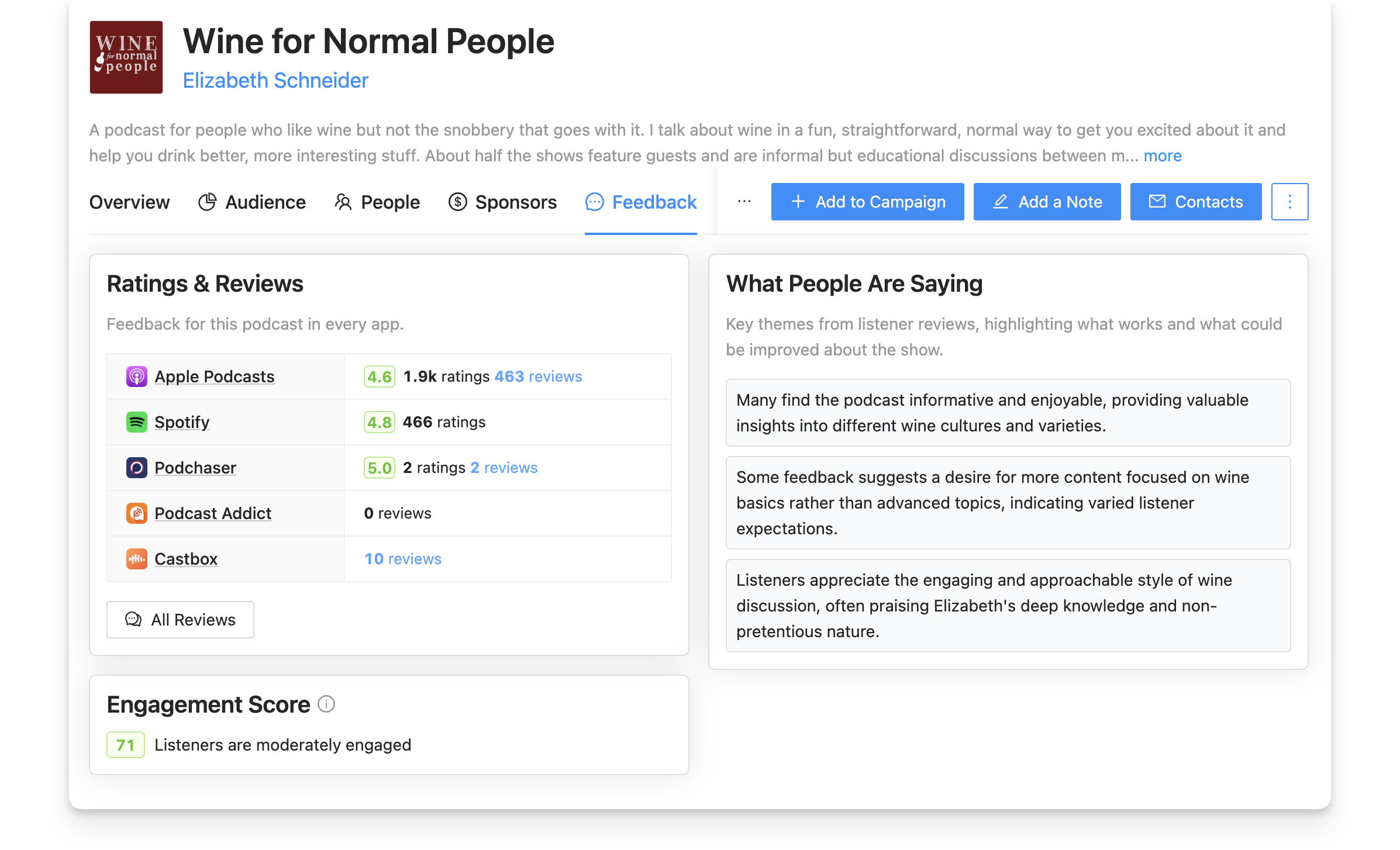 Podcast feedback on Rephonic